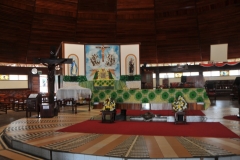 The Basilica  was built in 1965 and completed in 1968.  The interior is massive and in a circular form of seating.