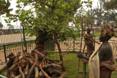 Replica of the burning of the martyrs outside the Basilica.