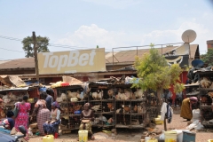 More Chickens at market for sale in cages.  No Free range chickens here.