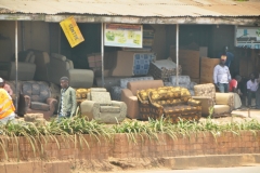 New Furniture is not displayed inside but outside in all the dust and whatever is in the air.