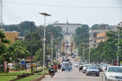 Looking from the Palace to the Buganda Parliament building on Kabaka Anjagala Road via the round about in the center of the photo.