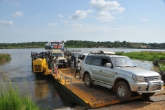 Unloading the ferry across the Nile we shared with a local school bus on a field trip and various autos.