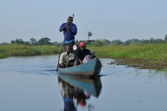 Only means of transportation in the wetlands is by canoe and push pole