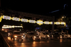 Overhead lighted traffic intersections in Tashkent