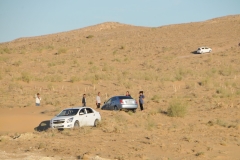 When out in this part of Uzbekistan it is necessary to have a four wheel drive  when you want to be off road. Obviously this couple had not thought it through before starting out.