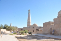 Kalta Minor, the large blue tower in the central city square, was supposed to be a minaret. It was built in 1851 by Mohammed Amin Khan, but the Khan died and the succeeding Khan did not complete it.