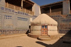 On display is an old yurt or hut that the early travelers of the silk road may have used for overnight accommodations.