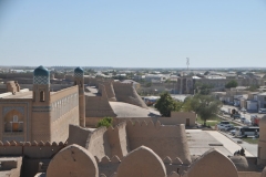 Looking across Khiva from a high point within the city. Tash-Khauli Palace built in 1830 - 1838 is an example of Khorezm architectural grandeur of those times. The palace was built by order of Allakuli-Khan.