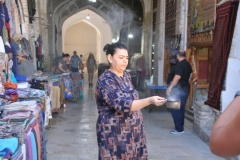 We are walking through a market area in the  old town prior to going to dinner.  Here we see a local cleansing the air.