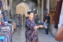 We are walking through a market area in the  old town prior to going to dinner.  Here we see a local cleansing the air.