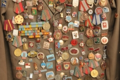 Close up of some of the pins from Russian military times.