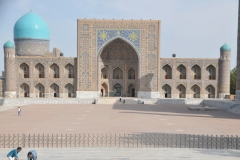 Tilla-Kari Madrasah is the last of the three buildings of the world-famous complex of Registan Square, that was erected by a ruler of Samarkand. It was built in 1646 and, according to the plan of Yalangtush Bakhadur, it should have combined a spiritual institution and a mosque.